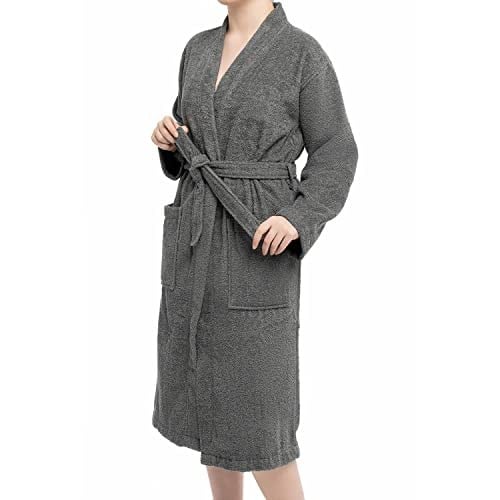 Soley | Kimono |%100 Pamuk Kadın/Erkek Unisex Kimono Bornoz ANTRASİT M - BEDEN