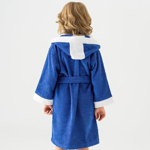 Soley | Pueri |%100 Pamuklu Unisex Çocuk Bornozu Saks Mavisi