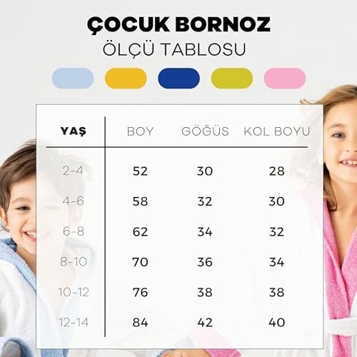 Soley | Pueri |%100 Pamuklu Unisex Çocuk Bornozu Pembe