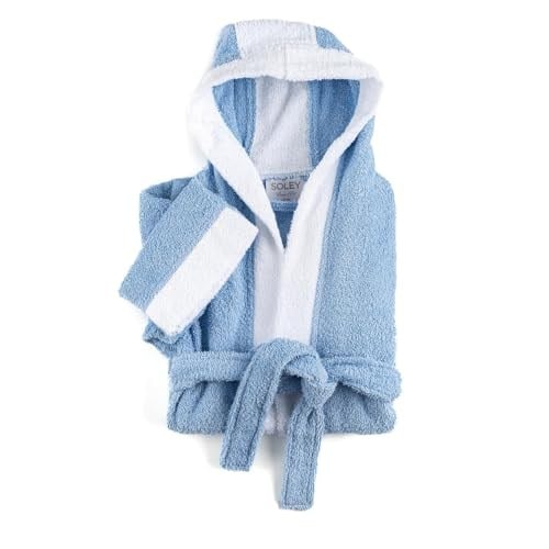 Soley | Pueri |%100 Pamuklu Unisex Çocuk Bornozu Mavi