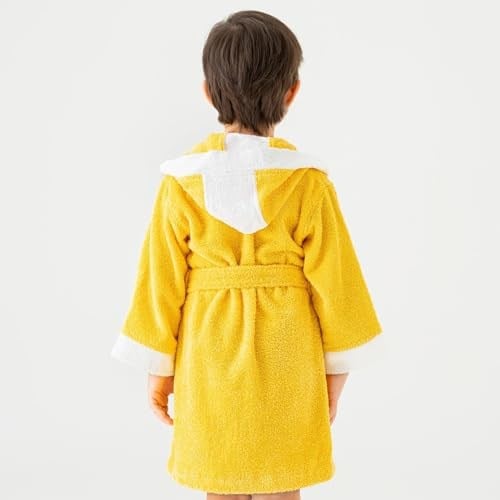 Soley | Pueri |%100 Pamuklu Unisex Çocuk Bornozu Sarı