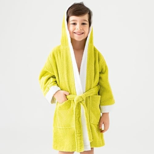 Soley | Pueri |%100 Pamuklu Unisex Çocuk Bornozu Yeşil