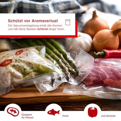Solis Vakuumierfolie 2 Rollen - 20 x 600 - Tiefkühlen/Vakuumgaren - Individuell Zuschneiden - Wiederverwendbar