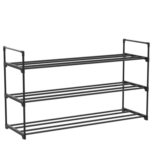 SONGMICS 3 Katlı Ayakkabı Rafı, Ayakkabı Saklama Düzenleyici, 2li Set, Metal Saklama Rafı, 30 x 92 x 54 cm, Siyah Lsa06Bk