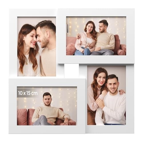 SONGMICS 4 fotoğraf için resim çerçevesi kolajı, 10 x 15 cm RPF25WT