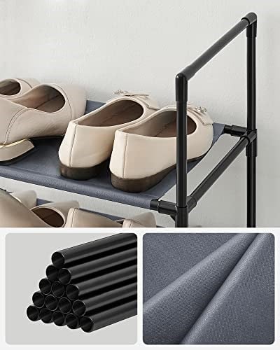SONGMICS Ayakkabı rafı, ayakkabı düzenleyici, 10 raf, açık dar ayakkabı rafı, 33 x 33 x 173 cm, metal çerçeve, dokunmamış kumaş raflar, koridor, yatak  - Seçenekler: 33 x 33 x 173 cm, 28 x 45 x 173 cm