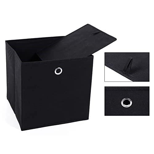 SONGMICS RFB02H-3 Saklama kutusu, 6 adet, katlanır kutu, parmak delikli, 30 x 30 x 30 cm, siyah