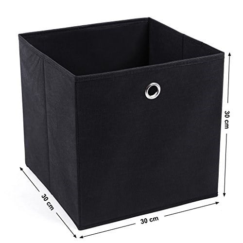 SONGMICS RFB02H-3 Saklama kutusu, 6 adet, katlanır kutu, parmak delikli, 30 x 30 x 30 cm, siyah