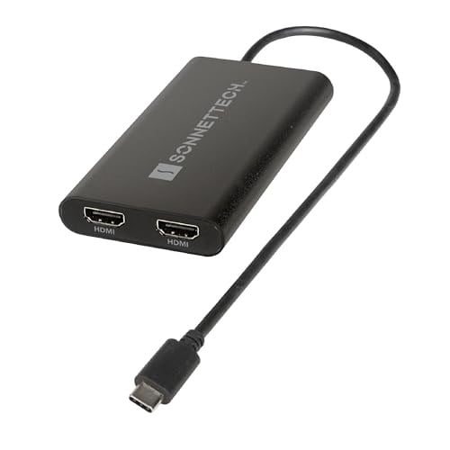 SoNNeT USB-C - Dual HDMI 2.1 adaptör – 60 Hz, HDR, HDCP, tak ve çalıştır özellikli iki 4K ekranı destekler, Thunderbolt 4/3, MacOS ve Windows ile uyumlu, profesyonel uygulamalar için ideal