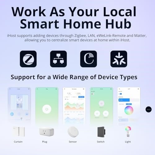 SONOFF iHost Smart Home Hub, Akıllı Ağ Geçidi Kontrol Merkezi, Zigbee 3.0&WLAN bağlantısı, PC yan kontrol yerel lan, 128 alt cihaz desteği, Smart Hub