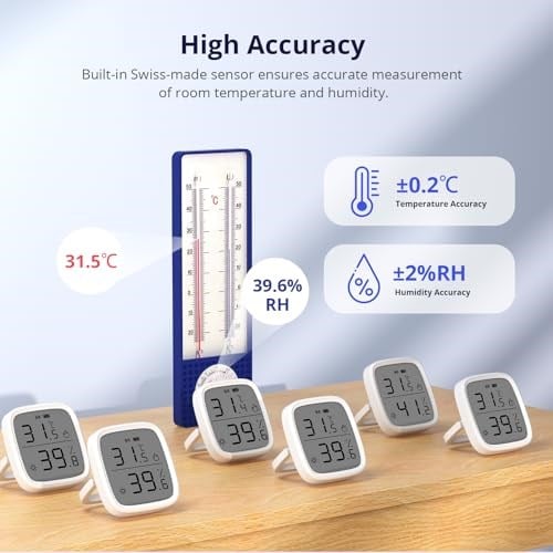 SONOFF SNZB-02D Akıllı Mini ZigBee Sıcaklık ve Nem Sensörü, İç Mekan Higrometre Termometresi, LCD Ekran, 5S Yenileme, Alexa/Google Home/Home Assistant ile Uyumlu