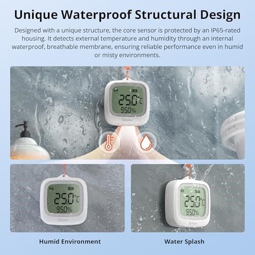 SONOFF SNZB-02WD IP65 Zigbee LCD akıllı sıcaklık nem sensörü, sera/banyo için su geçirmez, diyagramlı uygulama izleme, esnek kurulum