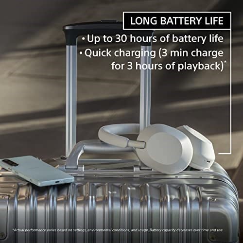 Sony WH 1000XM5 Gürültü Önleyici Kablosuz Kulaklık 30 saat pil ömrü Aşırı kulak stili Alexa ve Google Asistan için optimize edilmiştir, telefon görüşmeleri için dahili mikrofonlu, Gece Mavisi