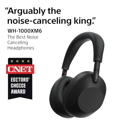 Sony WH-1000XM6 Kablosuz Bluetooth Kulaklık, Gürültü Önleyici, Yüksek Çözünürlüklü Ses, Maksimum Rahat, Katlanabilir Tasarım, Dayanıklı Kılıf, 30 Saat Pil, iOS ve Android, Renkli