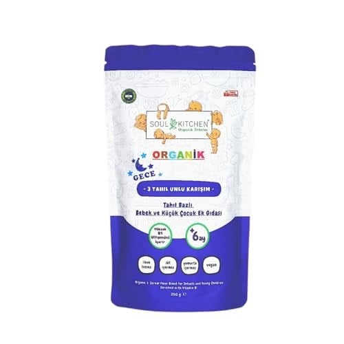 Soul Kitchen Organik Bebek Gece Maması Tahıl Bazlı B1 Vitaminli Ek Gıda 3 Tahıl Unlu Karışım 250gr