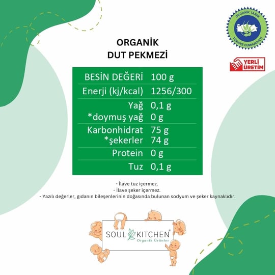 Soul Kitchen Organik Dut Pekmezi 380gr (Soğuk Sıkım) (Şeker İlavesiz)