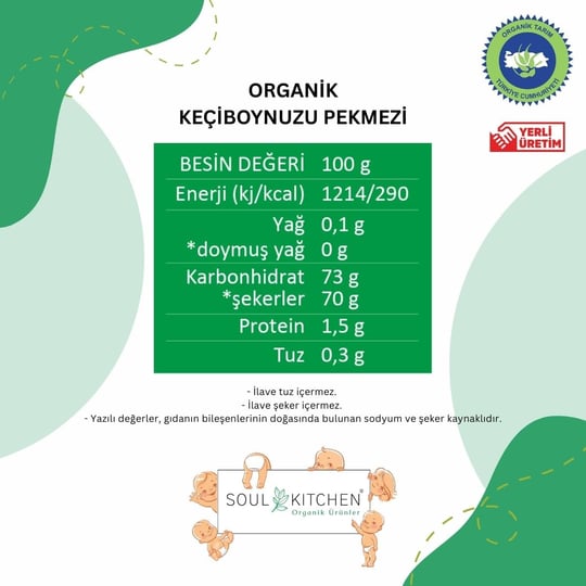 Soul Kitchen Organik Keçiboynuzu Pekmezi 380gr (Soğuk Sıkım) (Şeker İlavesiz)
