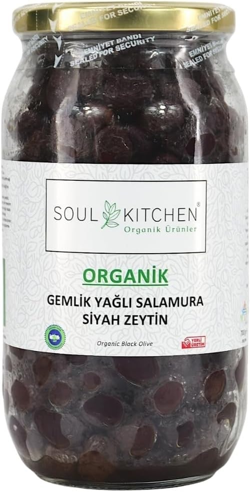 SOUL KITCHEN ORGANİK ÜRÜNLER Gemlik Yağlı Salamura Siyah Zeytin 700gr