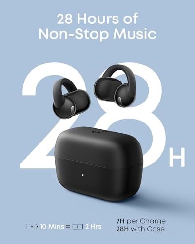 Soundcore C50i Bluetooth Kulaklık, Açık Kulak Teknolojisi, Güçlü Bas için 12 mm Sürücüler, Yapay Zeka ile Net Aramalar, Gerçek Zamanlı Çeviri, Yüksek Çözünürlük, IP55 Su Geçirmez, Siyah - D1101