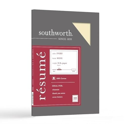 Southworth®%100 Pamuk Özgeçmiş Kağıdı, 8 1/2 