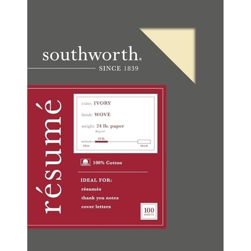 Southworth®%100 Pamuk Özgeçmiş Kağıdı, 8 1/2 