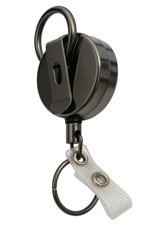 Spelt Metal Yoyo Paslanmaz Çelik Tel Çek Bırak Koruma Anti-theft Makaralı Sargılı Anahtarlık Siyah