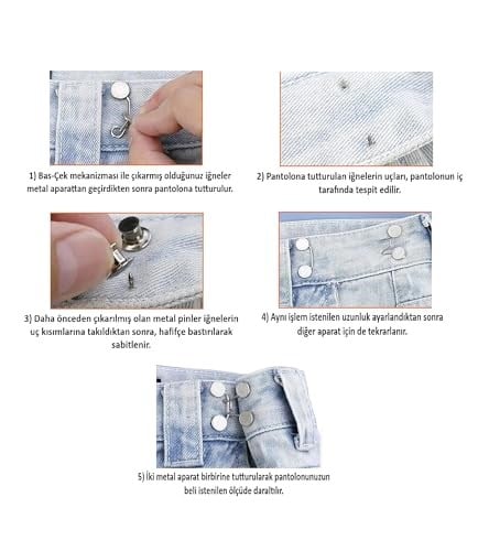 Spelt Pantolon Daraltıcı İğne Elbise Klipleri Dikişsiz Bel Daraltma Aparatı Kemer Metal