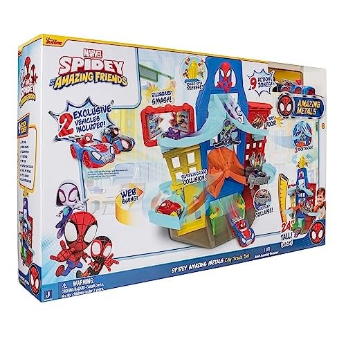 Spidey ve Süper Arkadaşları SNF0202 - Metal Araç Şehir Parkuru Seti, 3 Yaşından İtibaren Oyuncak