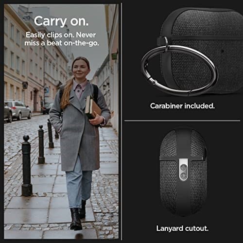 Spigen AirPods Pro 2 ile Uyumlu Kılıf Urban Fit Örgü Kumaş Siyah Kapak - ACS05483 (Spigen TR Garantili)