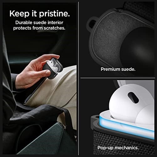 Spigen AirPods Pro 2 ile Uyumlu Kılıf Urban Fit Örgü Kumaş Siyah Kapak - ACS05483 (Spigen TR Garantili)