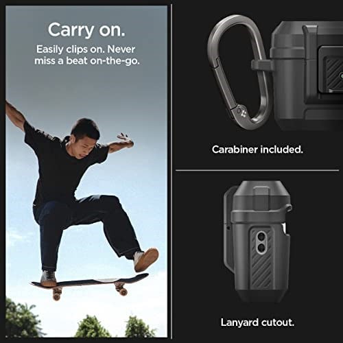 Spigen AirPods Pro 2 ile Uyumlu Kılıf Lock Fit Kilit Mekanizmalı Siyah Kapak - ACS05485 (Spigen TR Garantili) | Güvenli Kilitleme Klipsi, Çift Katmanlı Koruma, Dahil Karabina, Kablosuz Şarj Uyumlu - M