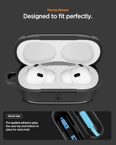 Spigen AirPods Pro 3 ile Uyumlu Kılıf Rugged Armor Üst Düzey Koruma Siyah Karbon Kapak - ACS09822 (Spigen TR Garantili) - Seçenekler: AirPods Pro 3rd Generation, AirPods 4th Generation
