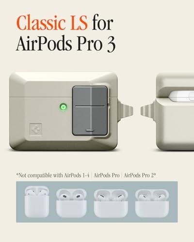 Spigen AirPods Pro 3 ile Uyumlu Kılıf Classic LS Retro Tasarım Bej Kapak - ACS10978 (Spigen TR Garantili)