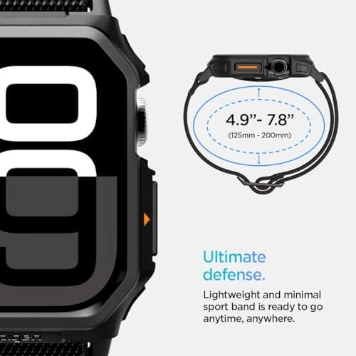 Spigen Apple Watch 42mm Seri 11/10 ile Uyumlu Kılıf & Kordon Lite Fit Pro Nefes Alabilen Hafif Dokuma Siyah Kayış - ACS08594 (Spigen TR Garantili)