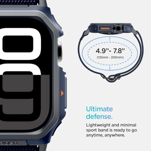 Spigen Apple Watch 46mm Seri 11/10 ile Uyumlu Kılıf & Kordon Lite Fit Pro Nefes Alabilen Hafif Dokuma Lacivert Kayış - ACS08925 (Spigen TR Garantili)