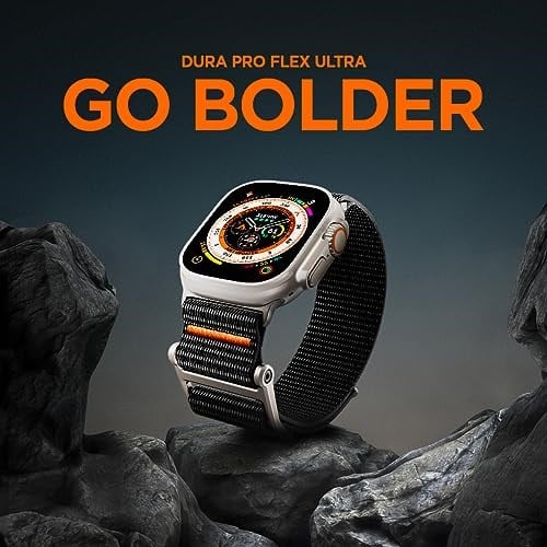 Spigen Apple Watch 49/46/45mm Ultra 3/2/1 / Seri 11/10/9/8/7 ile Uyumlu Kordon Band DuraPro Flex Ultra Nefes Alabilen Kumaş Siyah Kayış - AMP05981 (Spigen TR Garantili)