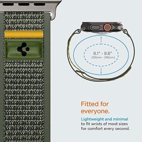Spigen Apple Watch 49/46/45mm Ultra 3/2/1 / Seri 11/10/9/8/7 ile Uyumlu Kordon Band Athlex Air Nefes Alabilen Kumaş Yeşil Kayış - AMP09035 (Spigen TR Garantili)