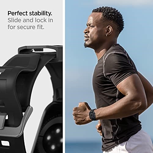 Spigen Apple Watch 49/46/45mm Ultra 3/2/1 / Seri 11/10/9/8/7 ile Uyumlu Kordon Band Rugged Band Darbelere Dayanıklı Silikon Siyah Karbon Kayış - AMP02854 (Spigen TR Garantili)