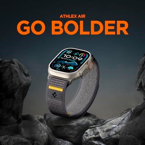 Spigen Apple Watch 49/46/45mm Ultra 3/2/1 / Seri 11/10/9/8/7 ile Uyumlu Kordon Band Athlex Air Nefes Alabilen Kumaş Gri Kayış - AMP09034 (Spigen TR Garantili)