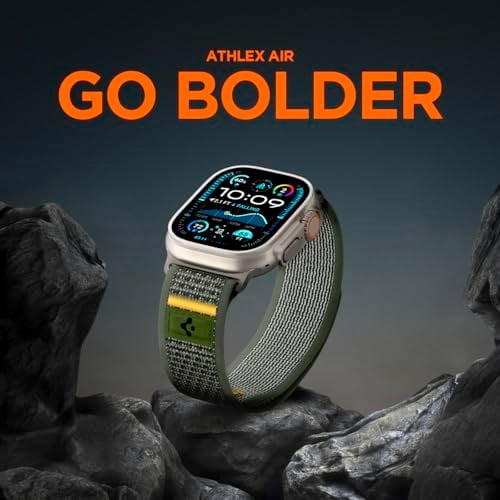 Spigen Apple Watch 49/46/45mm Ultra 3/2/1 / Seri 11/10/9/8/7 ile Uyumlu Kordon Band Athlex Air Nefes Alabilen Kumaş Yeşil Kayış - AMP09035 (Spigen TR Garantili)