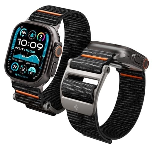 Spigen Apple Watch 49/46/45mm Ultra 3/2/1 / Seri 11/10/9/8/7 ile Uyumlu Kordon Band DuraPro Flex Ultra Nefes Alabilen Kumaş Siyah Kayış - AMP05981 (Spigen TR Garantili)