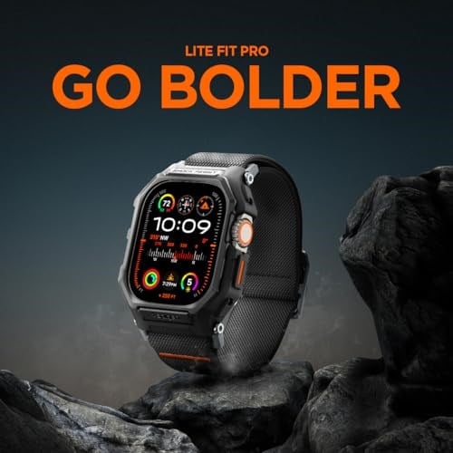 Spigen Apple Watch 49mm Ultra 3/2/1 ile Uyumlu Kılıf & Kordon Lite Fit Pro Nefes Alabilen Hafif Dokuma Siyah Kayış - ACS07104 (Spigen TR Garantili)