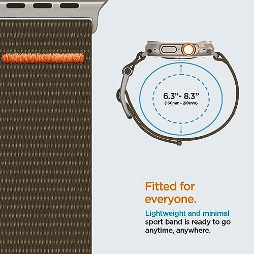 Spigen DuraPro Flex Ultra Apple Watch Ultra2/Apple Watch Ultra 49 mm, Seri 9/8/SE2/7/6/SE/5/4/3/2/1 45 mm/44 mm/42 mm Ayarlanabilir Solo Döngü Bant Kayışı