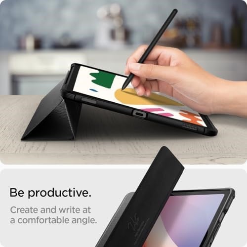 Spigen Galaxy Tab S10 FE / S9 ile Uyumlu Kılıf Rugged Armor Pro Stand özellikli Üst Düzey Koruma Siyah Karbon Kapak - ACS09380 (Spigen TR Garantili)