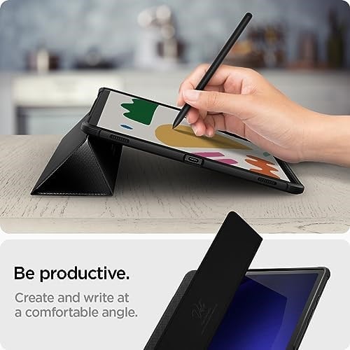 Spigen Galaxy Tab S10 Plus / S9 Plus ile Uyumlu Kılıf Rugged Armor Pro Stand özellikli Üst Düzey Koruma Siyah Karbon Kapak - ACS0 - Seçenekler: Galaxy tab S10/S9 Plus, Galaxy Tab S10/9/8 Ultra (14.6
