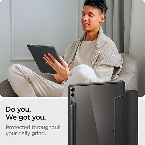 Spigen Galaxy Tab S10 Plus / S9 Plus ile Uyumlu Kılıf Ultra Hybrid Pro Manyetik Stand özellikli Sararmaya Dayanıklı Siyah Şeffaf Kapak - ACS07076 (Spigen TR Garantili)