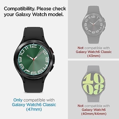 Spigen Galaxy Watch 6 (47mm) Cam Ekran Koruyucu Kolay Kurulum Glas.tR EZ Fit Slim HD (2 Adet) - AGL07066