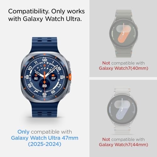 Spigen Galaxy Watch Ultra (47mm) ile Uyumlu Kolay Kurulum Cam Ekran Koruyucu GLAS.tR EZ Fit HD (2 Adet) Şeffaf - AGL08349 (Spigen TR Garantili)