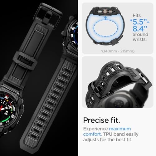 Spigen Galaxy Watch Ultra (47mm) ile Uyumlu Kılıf & Kordon Rugged Armor Pro Üst Düzey Koruma Siyah Kayış - ACS08427 (Spigen TR Garantili)