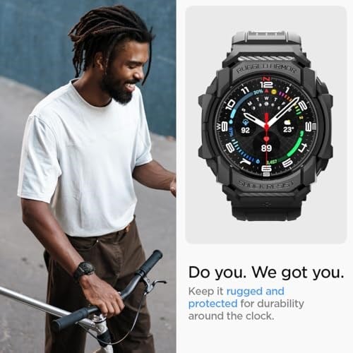 Spigen Galaxy Watch Ultra (47mm) ile Uyumlu Kılıf & Kordon Rugged Armor Pro Üst Düzey Koruma Siyah Kayış - ACS08427 (Spigen TR Garantili)